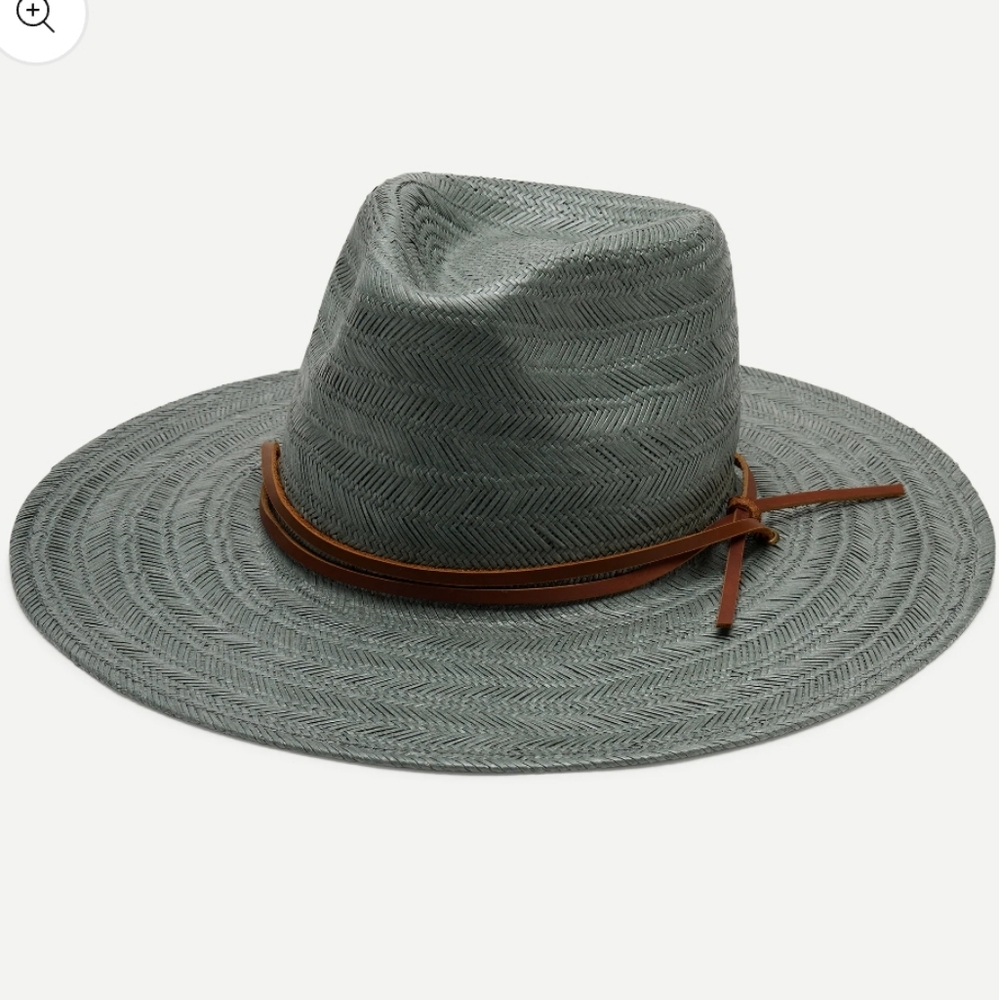 Wyeth Frankie Gray blue hat with leather detail NWT